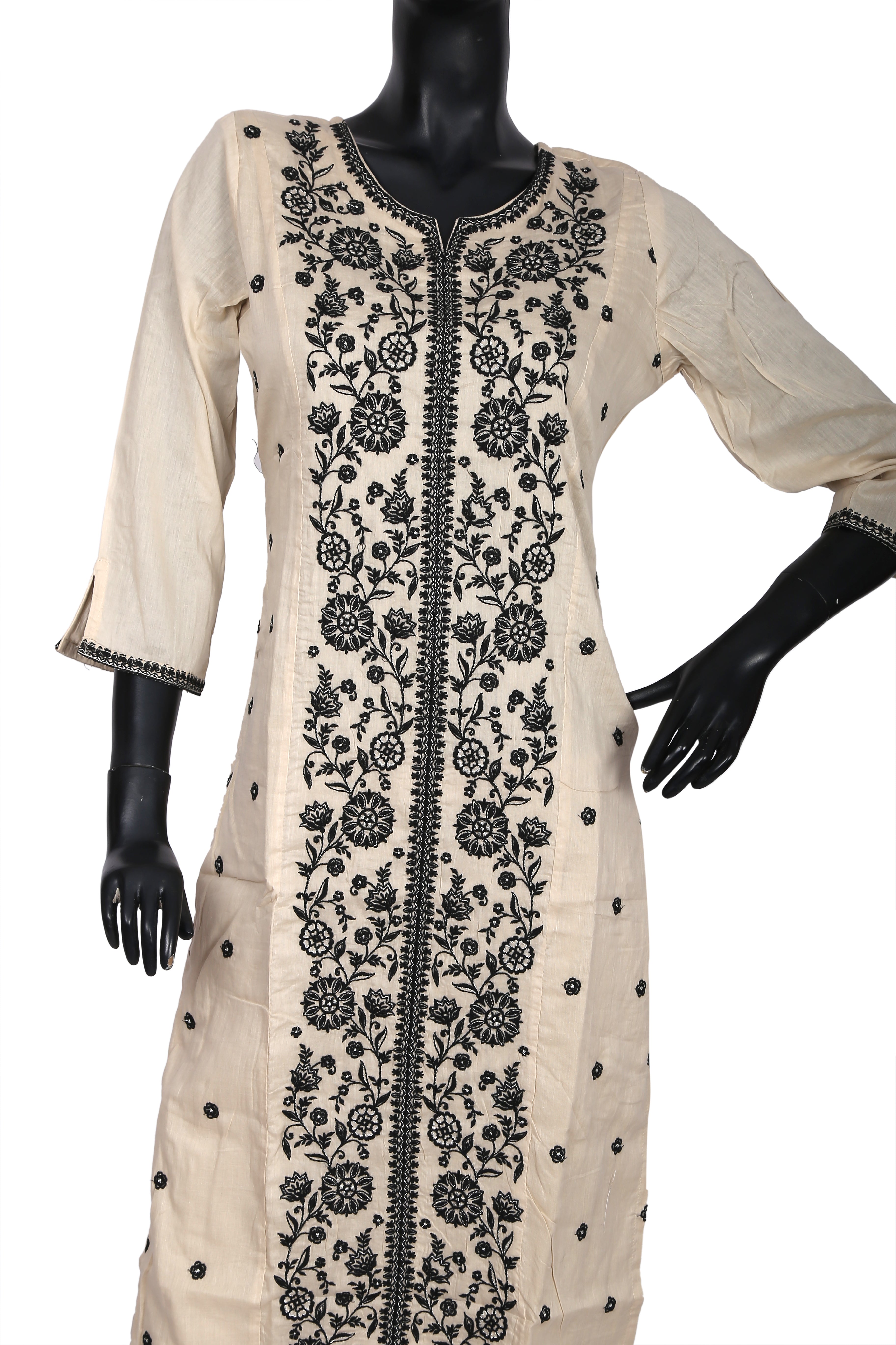 Lenora Cream Chikankari Embroidered Cotton Kurta Set