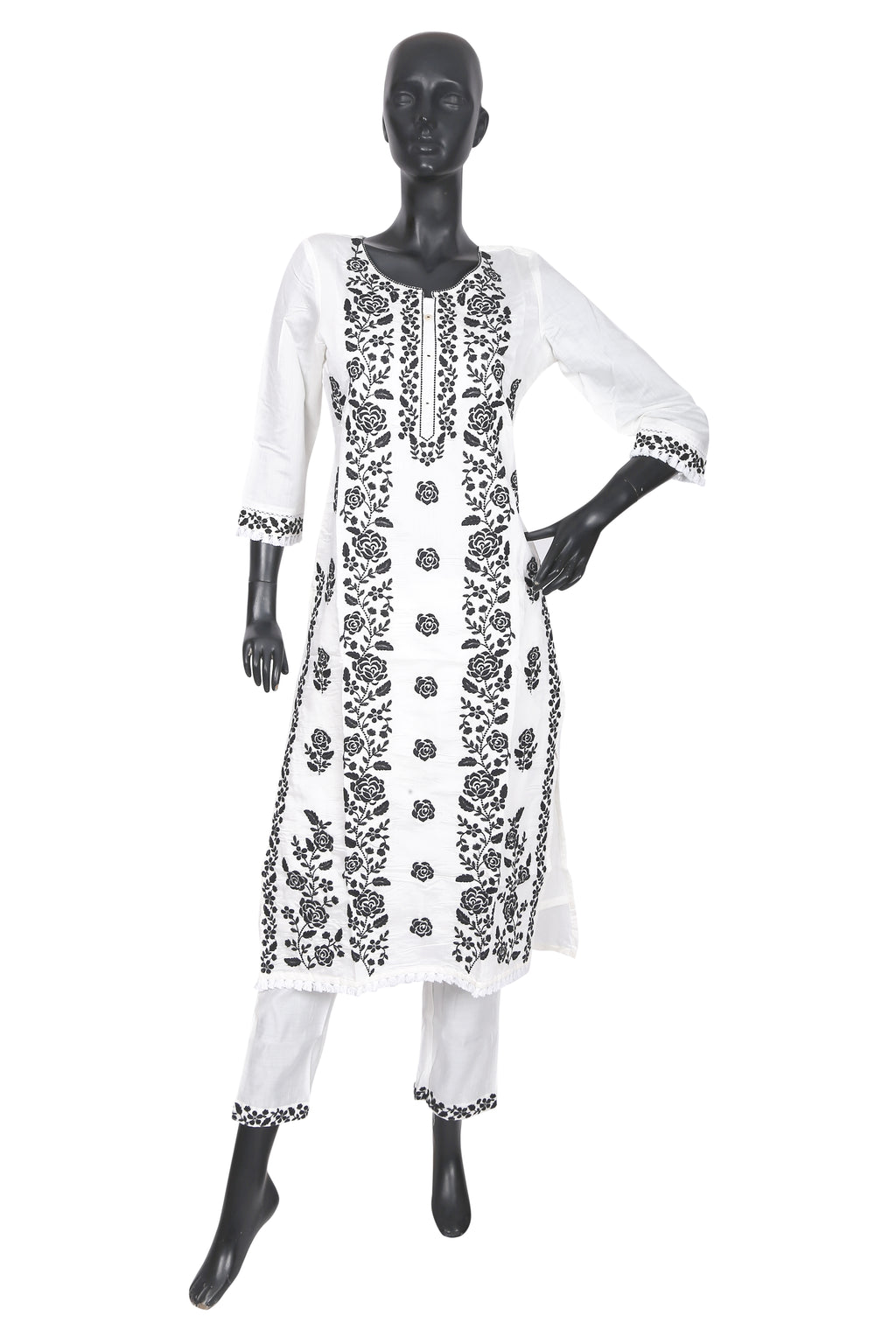Cream Chikankari Kurta Set