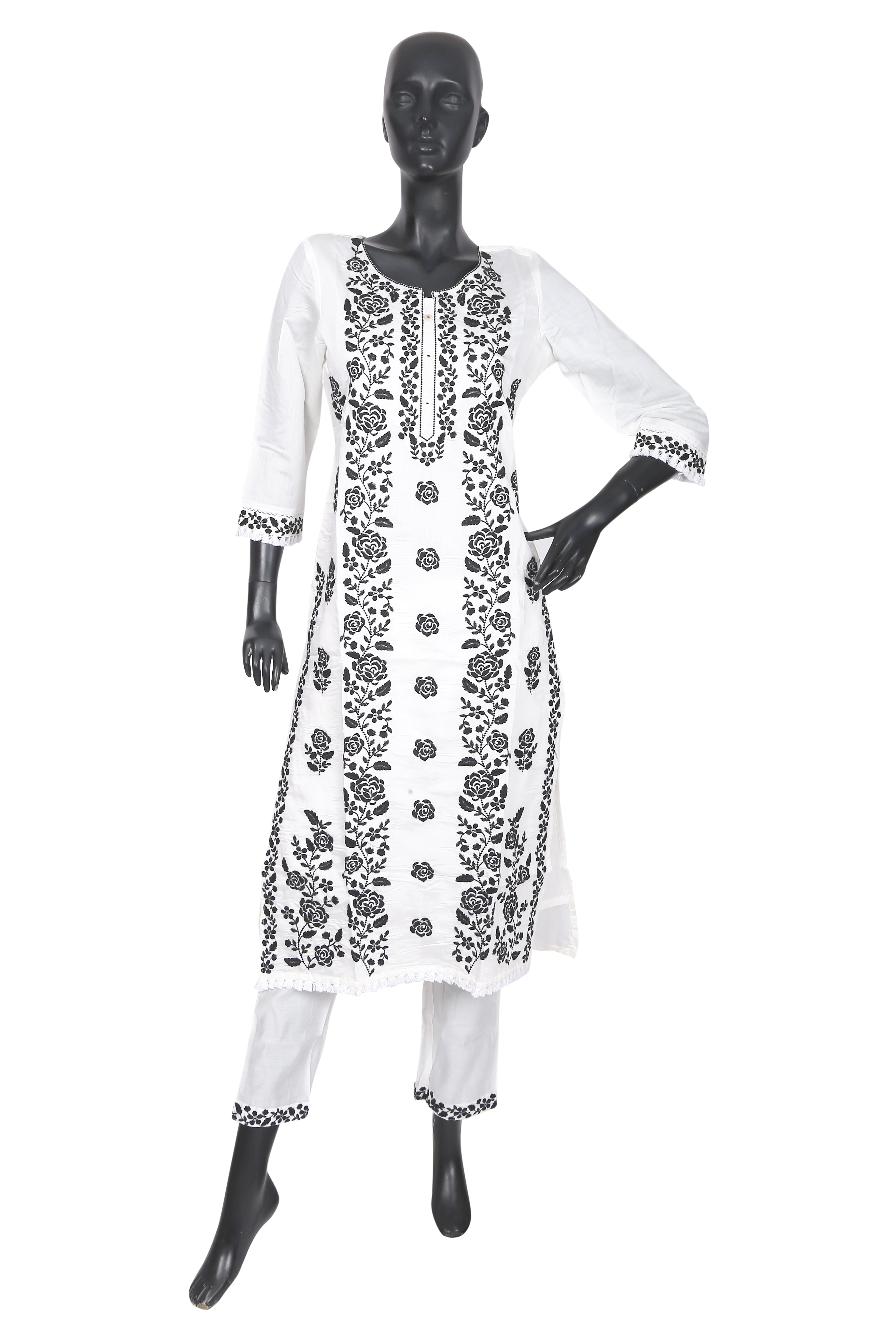 Cream Chikankari Kurta Set