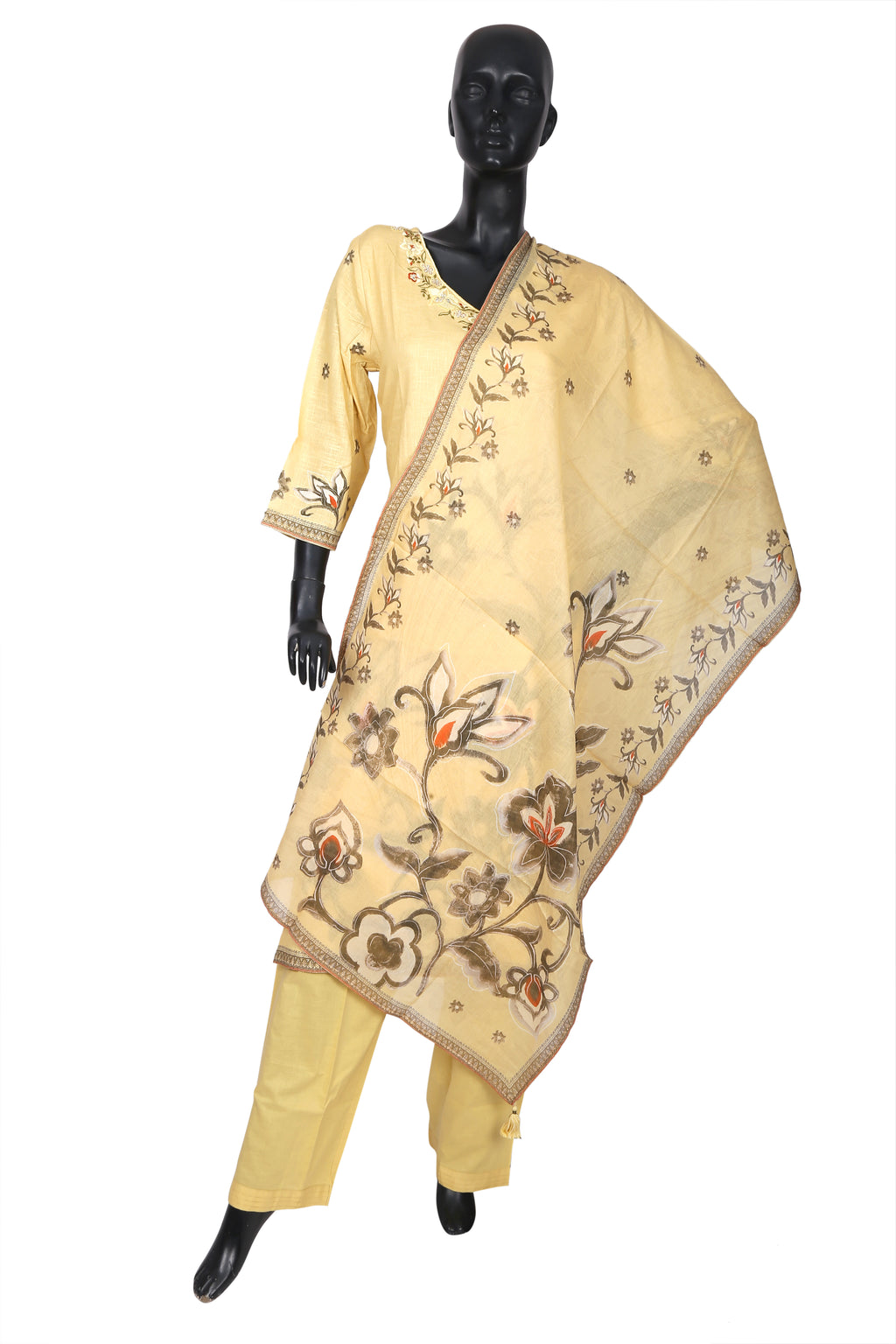 Sunveil Digital Print Linen Embroidered Kurta Set